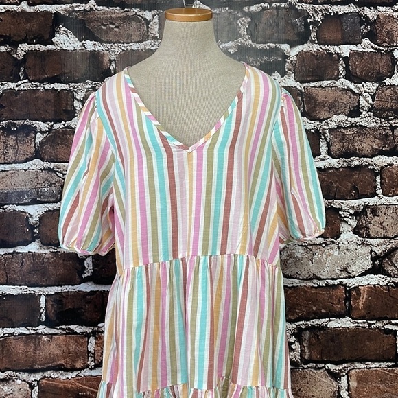 a.n.a. Dress NWT Fiona Stripes Blue Pink V Neck XX Large XXL - Picture 8 of 16